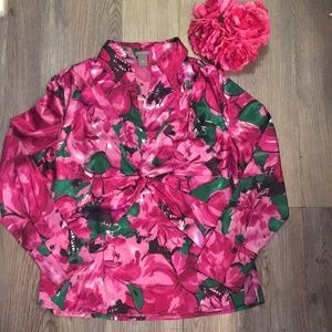 Ann Taylor Satin Floral Blouse